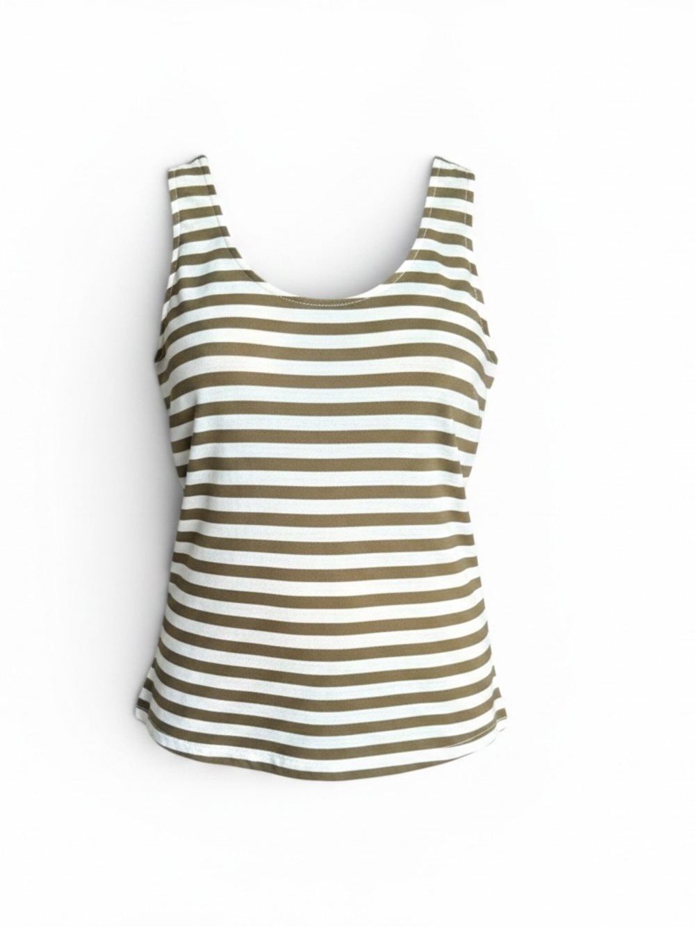 NWOT Anthropologie Olive & White Striped Scoop Neck Tank
